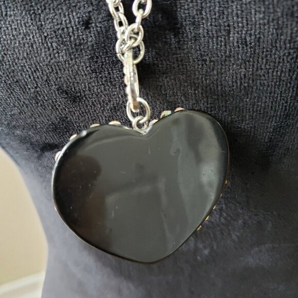 Womens White Heart Crystal Rhinestone Jewelry Pendant Necklace - Picture 5 of 5